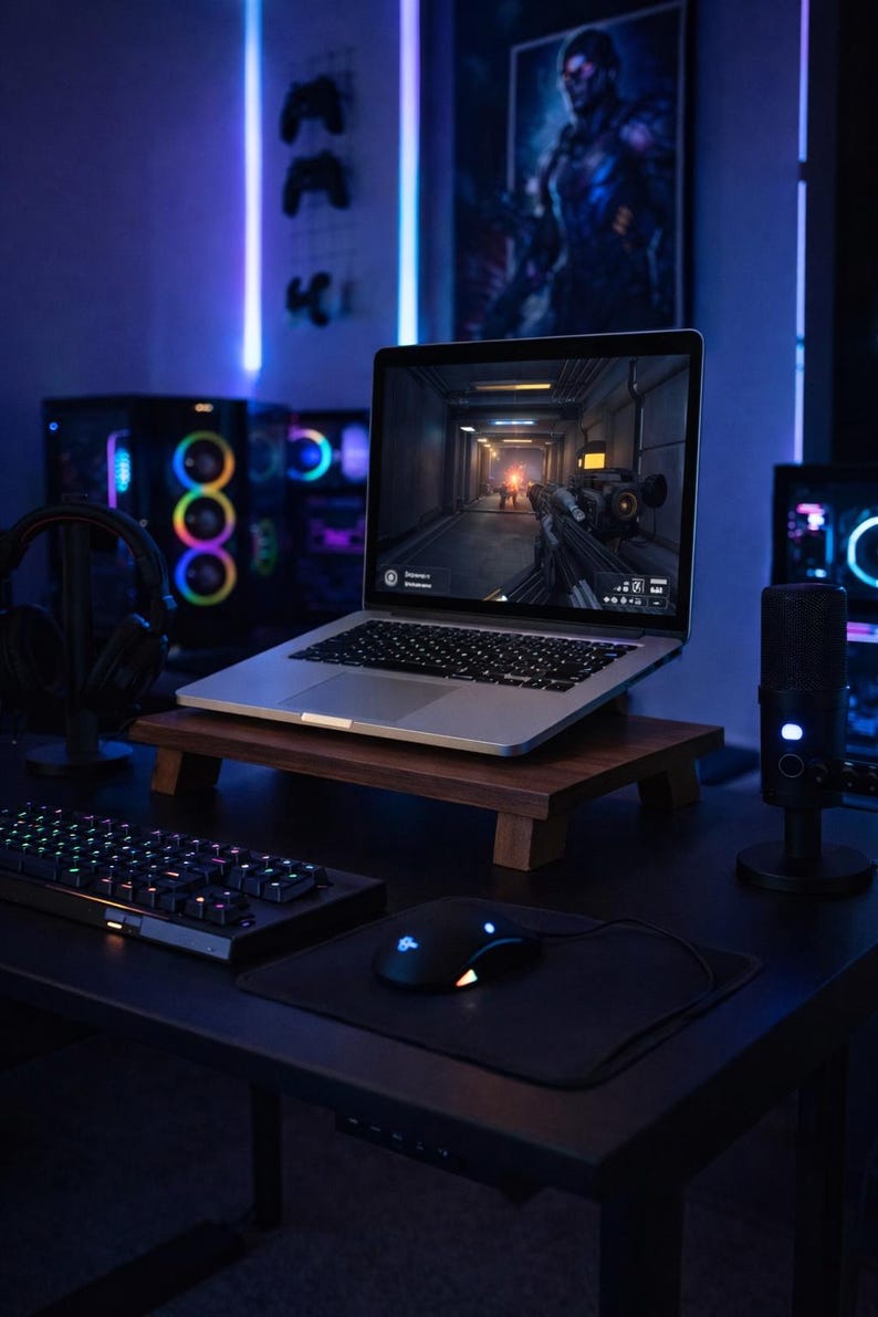 Walnut Solid Wood Monitor Riser — Minimalist Desk Upgrade, Minimalist Desk Shelf, Laptop Stand image 3