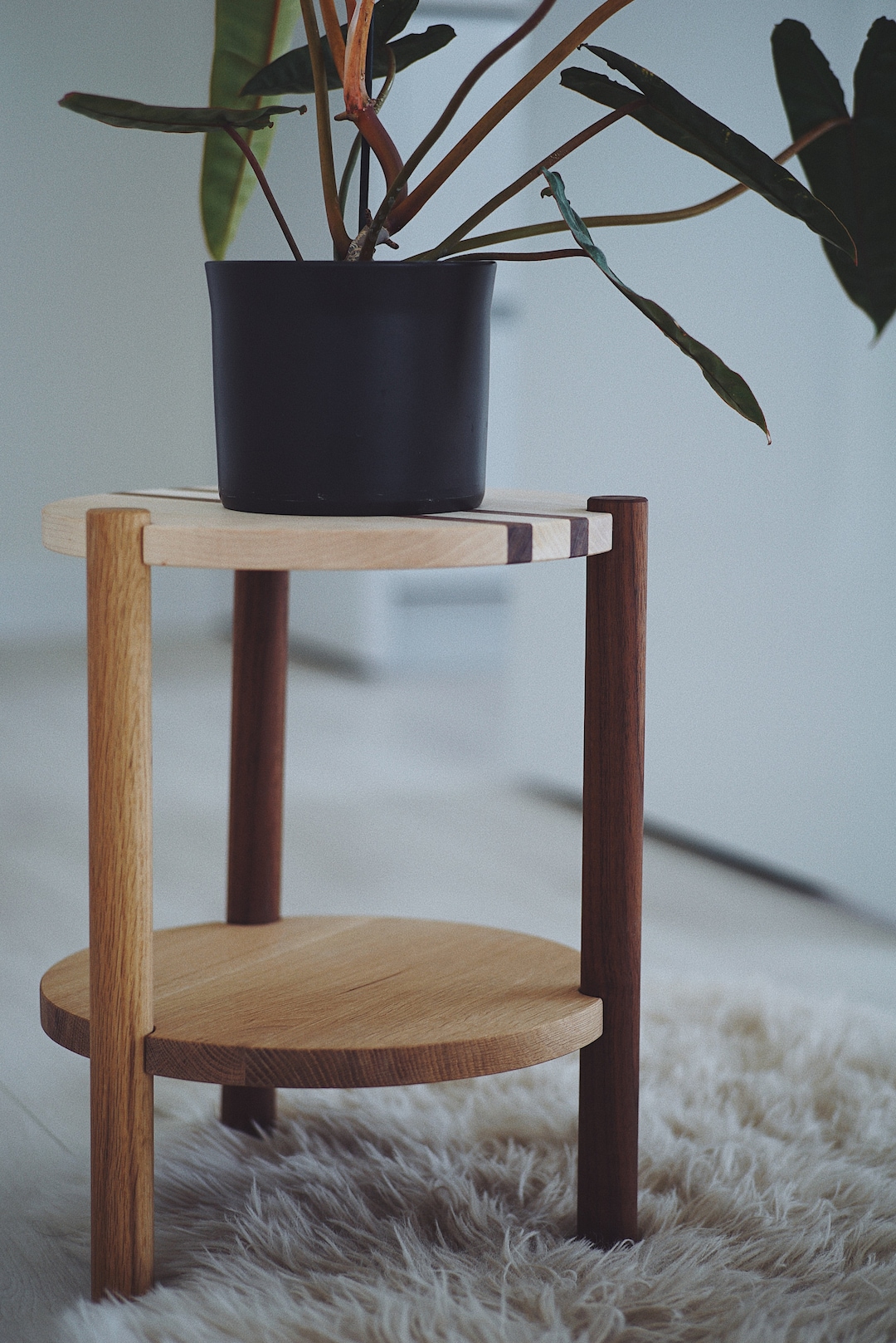 Multi-color Wood Side Table, Round End Table, Minimalist Nightstand - Etsy