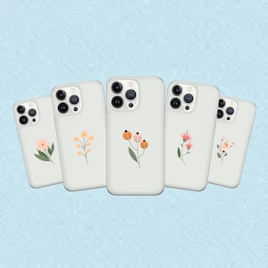 Minimalist Phone Case Floral Cover for iPhone 16E, 15, 14, 13, 12 Samsung S25, S24Fe, S23Ultra, A56, A15 Pixel 9A, 9Pro XL, 8A, 8Pro, 7A, 6A