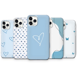 Blau Handyhülle Collage Cover für iPhone 16E, 15, 14, 13, 12 Samsung S25, S24Fe, S23Ultra, A56, A15 Pixel 9A, 9Pro XL, 8A, 8Pro, 7A, 6A