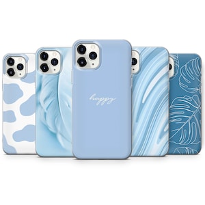 Blau Handyhülle Collage Cover für iPhone 16E, 15, 14, 13, 12 Samsung S25, S24Fe, S23Ultra, A56, A15 Pixel 9A, 9Pro XL, 8A, 8Pro, 7A, 6A
