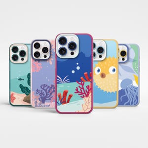 Coque Ocean Sea Reefs de corail pour iPhone 16Pro Max, 15, 14Plus, 13, 12 Samsung S25, S24Fe, S23Ultra, A56, A15, A36, A55