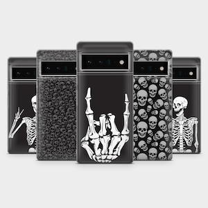 Skull Phone Case Skeleton Cover for Google Pixel 9A, 9Pro XL, 8A, 8Pro, 7A, 6A Samsung S25, S24Fe, S23Ultra, A56, A15 iPhone 16E, 15Pro, 14