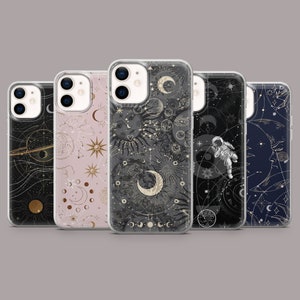 Planet Phone Case Stars Coque pour iPhone 16E, 15, 14, 13, 12 Samsung S25, S24Fe, S23Ultra, A56, A15 Pixel 9A, 9Pro XL, 8A, 8Pro, 7A, 6A