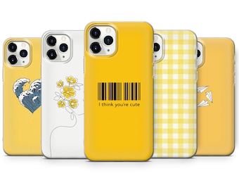 Yellow Phone Case Line Cover for iPhone 15, 14, 13, 12, 11, Samsung S24Ultra, S23FE, S22, A15, A54, A25, A14, Pixel 8A, 8Pro, 7A, 7Pro, 6A