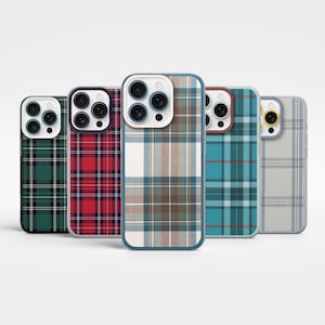 Plaid Pattern Phone Case Tartan Cover for iPhone 16Pro Max, 15, 14Plus, 13, 12 Samsung S25, S24Fe, S23Ultra, A56, A15, A36, A55