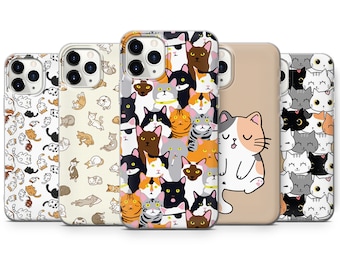 Cat Phone Case Kitten Cover for iPhone 15, 14, 13, 12, 11, Samsung S24Ultra, S23FE, S22, A15, A54, A25, A14, Pixel 8A, 8Pro, 7A, 7Pro, 6A