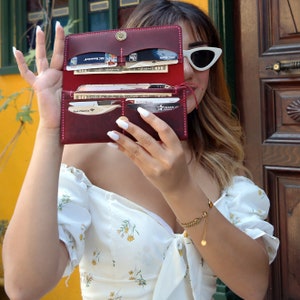 Handgemaakte lange portemonnee, elegante handgemaakte damesportemonnee, veelzijdige leren clutch voor dames, perfect voor alledaagse elegantie, kerstcadeau
