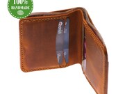 Genuine Leather Handmade Wallet, Slim Front Pocket Bifold Wallet, Bifold Credit Card Holder, Personalized Bifold Wallet, Christmas Gift.