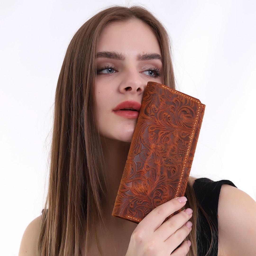 Custom Embossed Leather Design Large Clutch Bag Carved Etsy