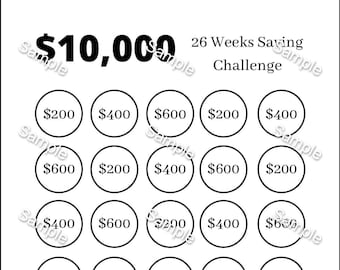 10k 26 Weeks Saving Challenge, 10k In One Year, 10k In 6 Months, Biweekly Savings, Budget, Savings Challenge, Savings Tracker, Cash Stuffing