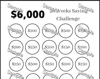 6k 26 Weeks Saving Challenge, 6k In One Year, 6k In 6 Months, Biweekly Savings, Budget, Savings Challenge, Savings Tracker, Cash Stuffing
