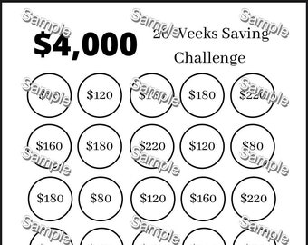 4k 26 Weeks Saving Challenge, 4k In One Year, 4k In 6 Months, Biweekly Savings, Budget, Savings Challenge, Savings Tracker, Cash Stuffing