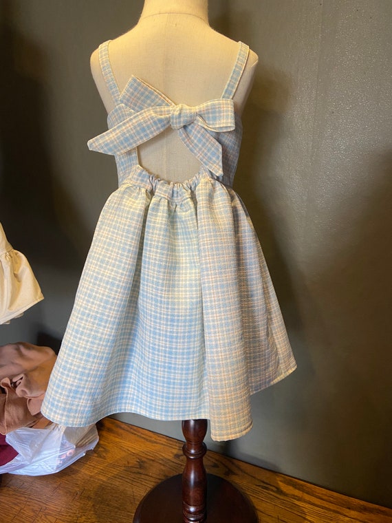 Handmade dress light blue plaid dress