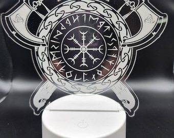 Viking Axe Vegvisir and rune LED light