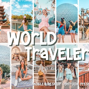 16 WORLD TRAVELER  Lightroom Presets for Mobile | Theme Park Presets | Travel Preset | Instagram Filters | Pastel Preset | Influencer Preset