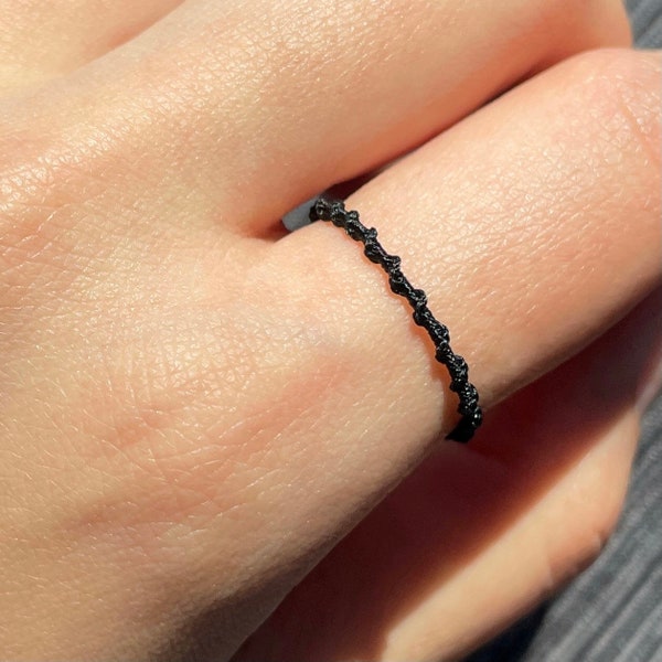 Textured Thin string ring braided soft ring simple minimalist | hand-braided | knotted | Chinese knot