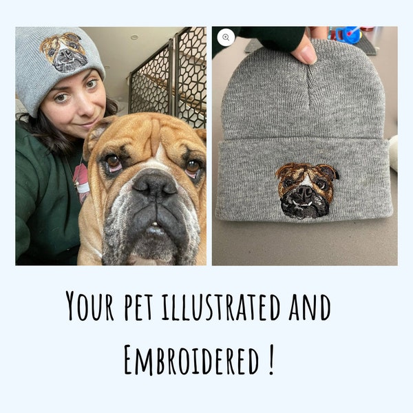 Custom Pet Hat, Embroidered Pet Portrait Gift, Pet Portrait Hat, Pet Beanie, Custom Pet Owner Gift, Dog Portrait Hat, Custom Dog Mom Hat