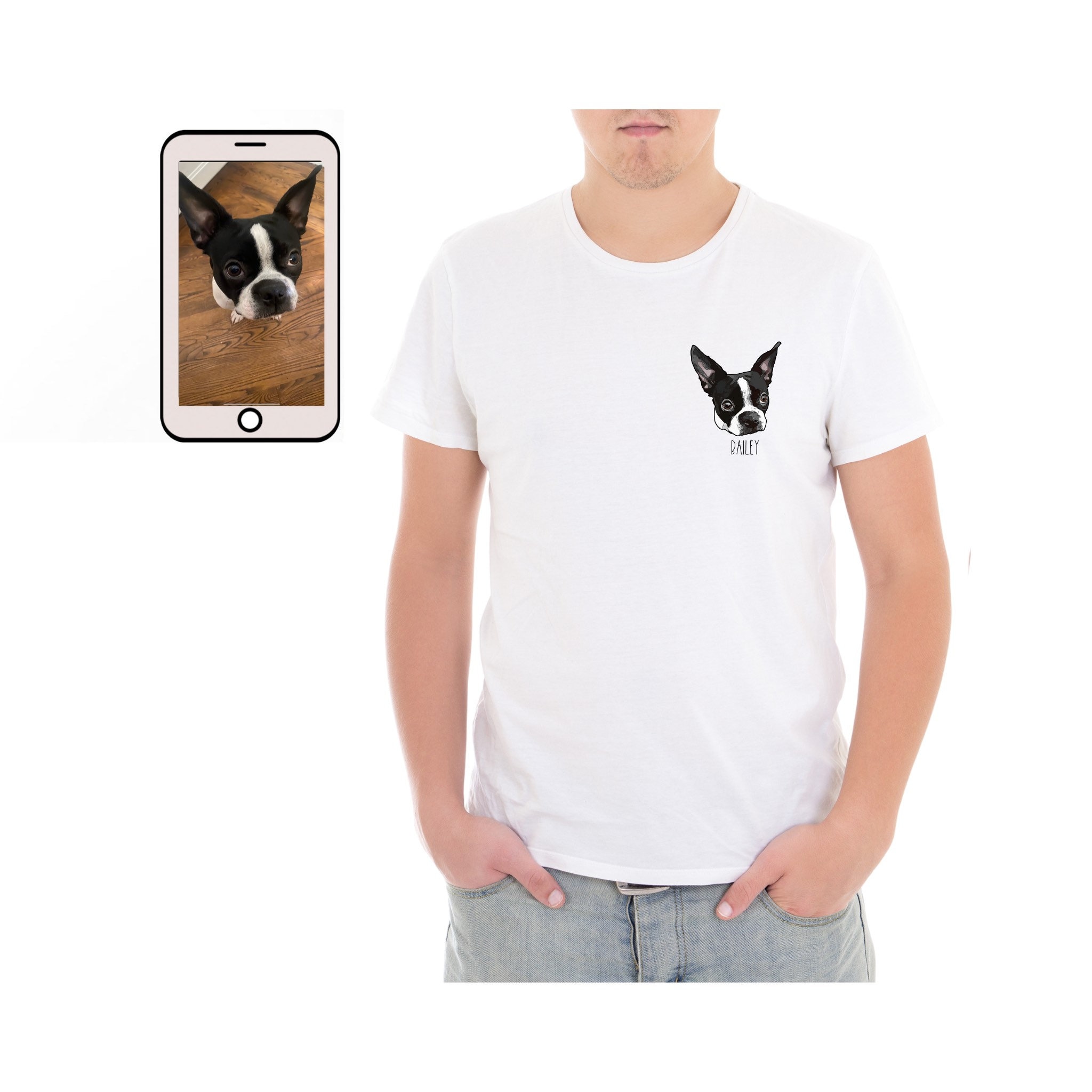 Custom Pet Tshirt Personalized Pet Portrait Tshirt Dog Etsy UK