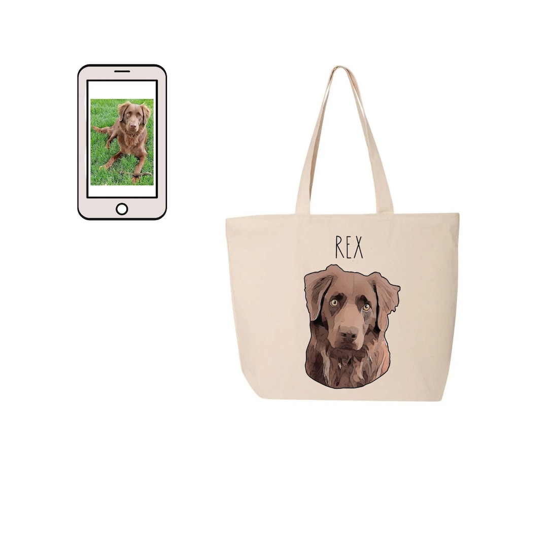 Custom Pet Tote Bag Using Pet Photoreusable Tote Bagtravel Etsy