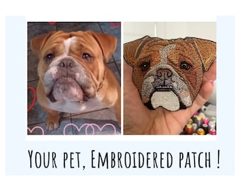 Pet Portrait Patch, Pet Iron On Patch, Embroidered Pet Patch, Pet Embroidery Patch, Custom Dog Iron On Patch, Embroidered Dog Portrait