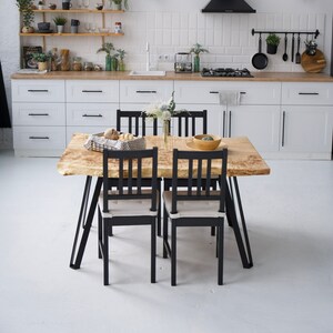 Dining Table With Live Edge, Slab Table, Wooden Kitchen Table, Live Edge Table, Rustic Dining Table, Rustic Kitchen Table