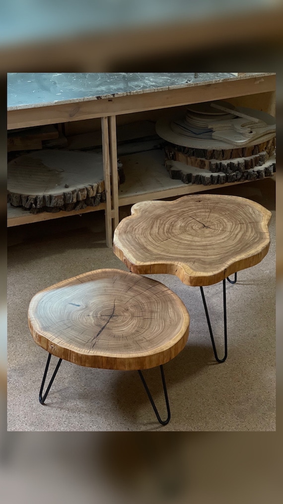 Round Coffee Table, Handcrafted Coffee Table, Live Edge Coffee