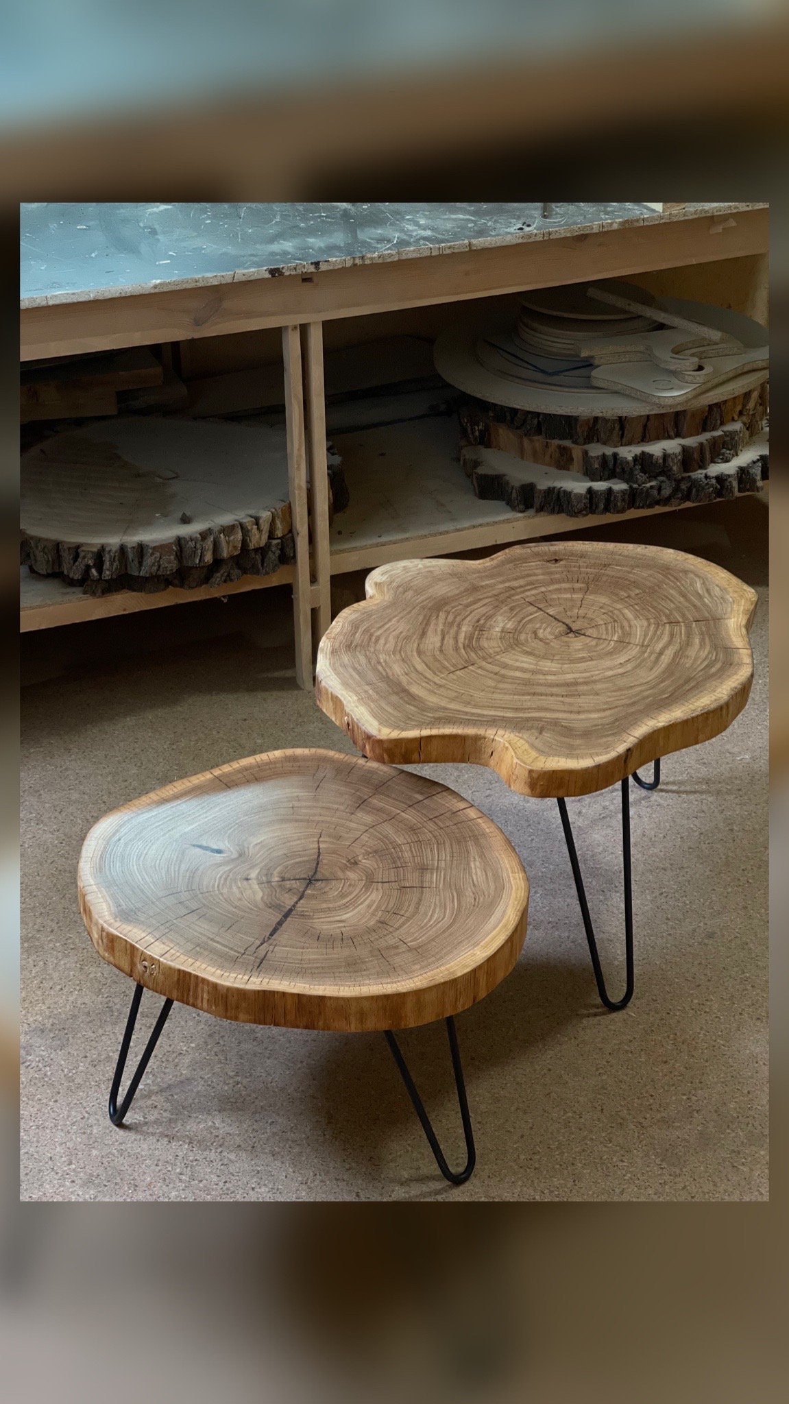 Round coffee table, Handcrafted coffee table, Live edge coffee table, Rustic wood table, Wooden coffee table, Small coffee Table
