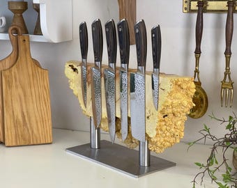 Magnetic knife Block, Magnet Knife Stand, Magnetic Knife Holder, Magnetic Knife Storage, Wood Knife Block, Kitchen Knife Display