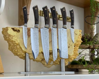 Magnetic knife Block, Magnet Knife Stand, Magnetic Knife Holder, Magnetic Knife Storage, Wood Knife Block, Kitchen Knife Display
