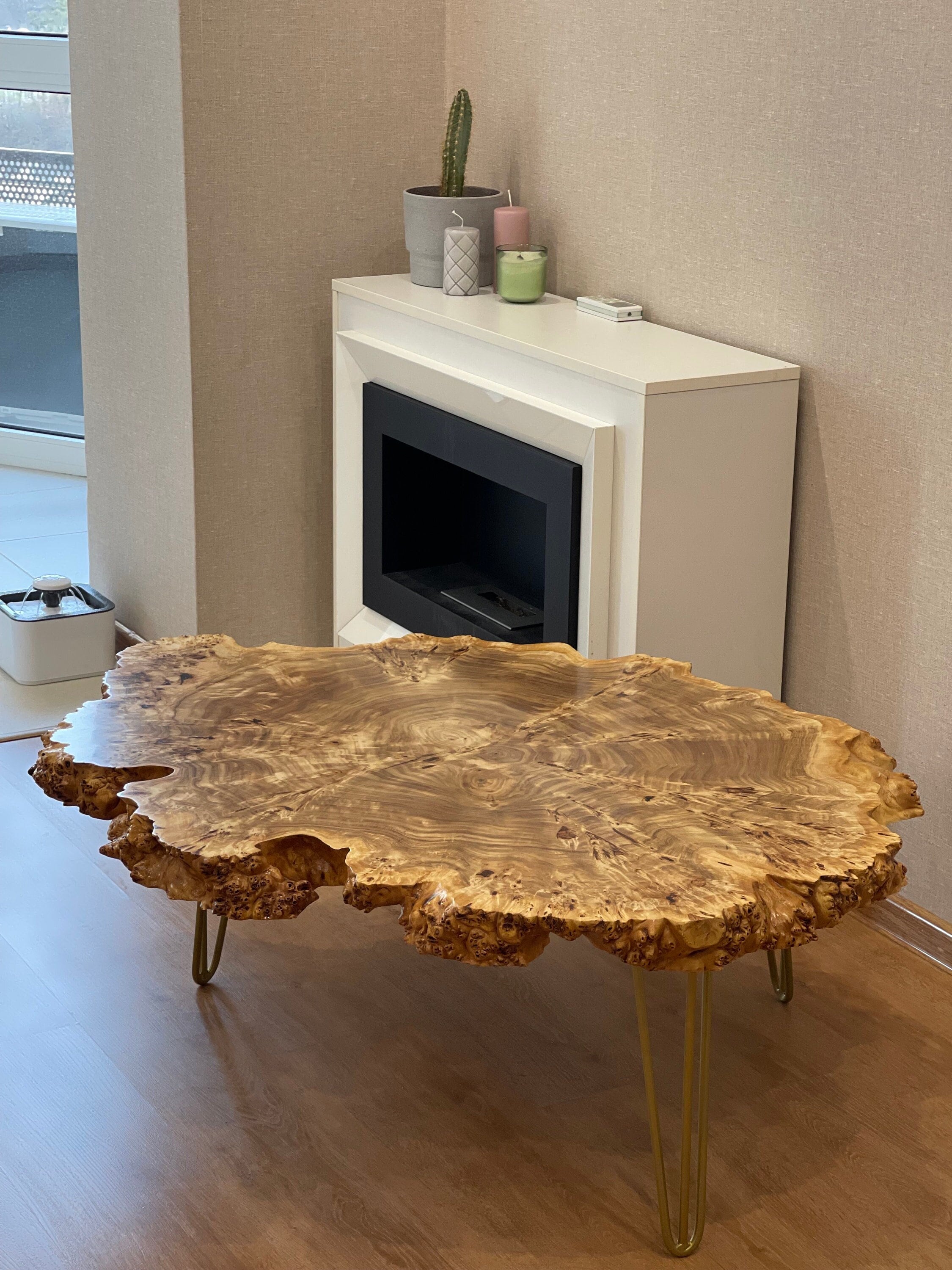 Live Edge Coffee Table- Maple Burl- Large Coffee Table- Round Coffee T -  Kentucky LiveEdge