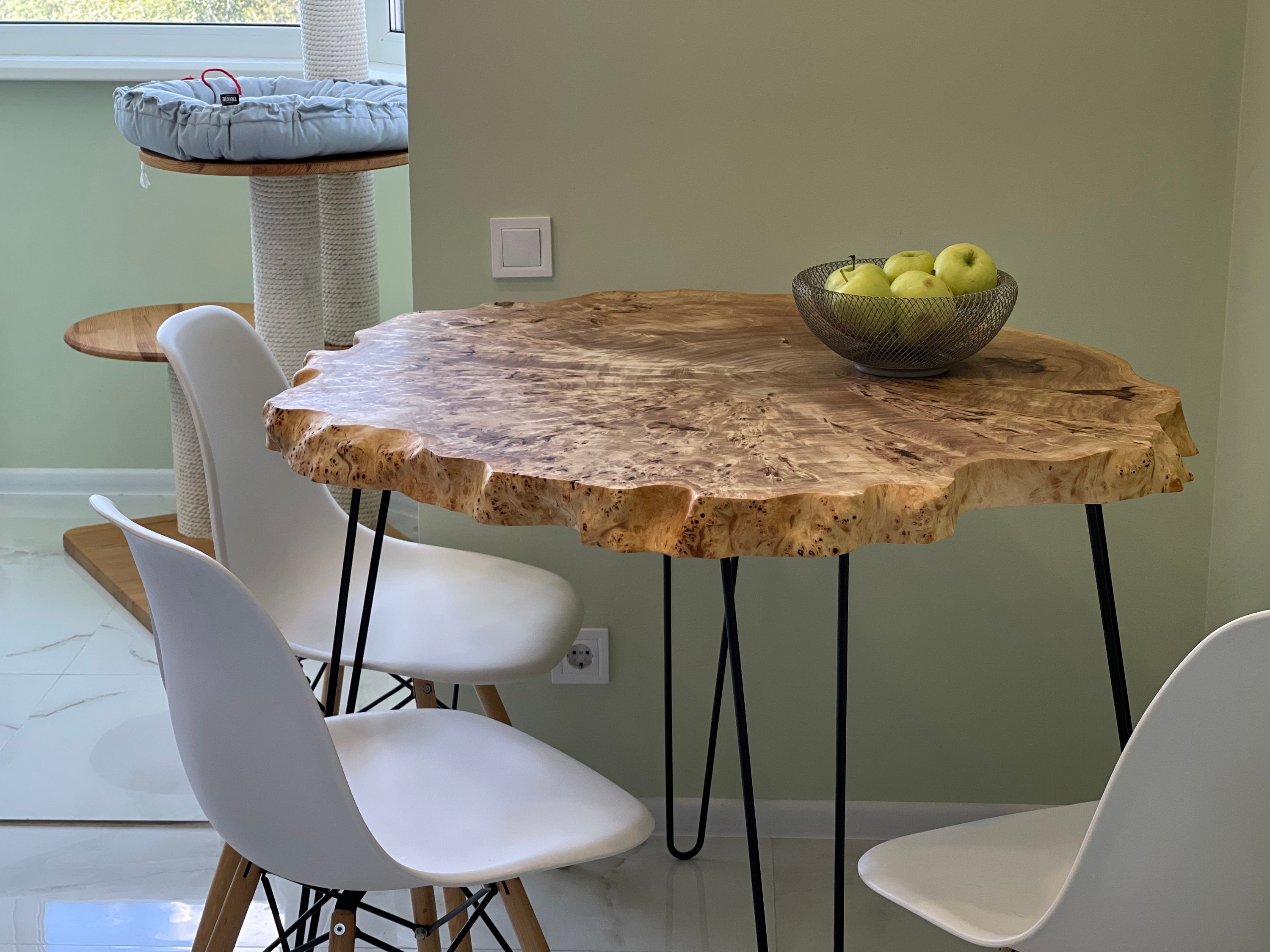 Live Edge Eettafel, Live Edge Eettafel, Houten Tafel, Ronde Tafel, Boomstamtafel, Stomptafel, Burl, Plaattafel, Rustiek, Bijzettafel
