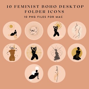 10 BOHO FEMINIST Desktop Folder Icons | Instant Download | Mac Desktop | Feminist Icons | Mac Desktop Icons