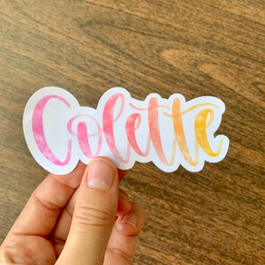 Custom Waterproof Name Sticker - Watercolor Sticker - Custom Name Stickers