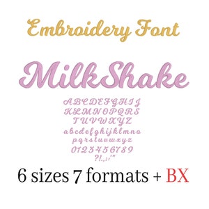 MilkShake Embroidery Font Alphabet Machine Embroidery Design BX Format Instant Download Punctuations Numbers Dst Exp Hus Jef Pes Vp3 Xxx