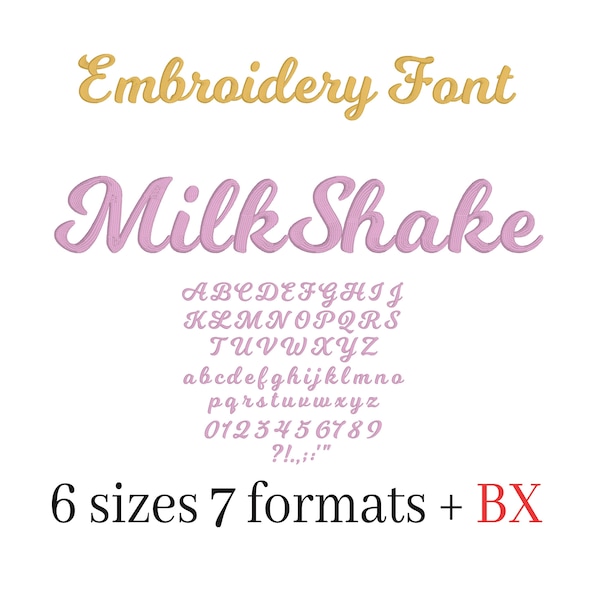 MilkShake Embroidery Font Alphabet Machine Embroidery Design BX Format Instant Download Punctuations Numbers Dst Exp Hus Jef Pes Vp3 Xxx