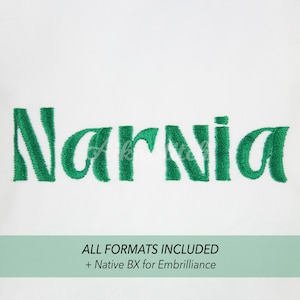 Narnia Embroidery font; Native Bx Alphabet; Satin Stitch BX format; Instant Download Files - 10 Sizes - Bx, PES, DST + 6 Formats