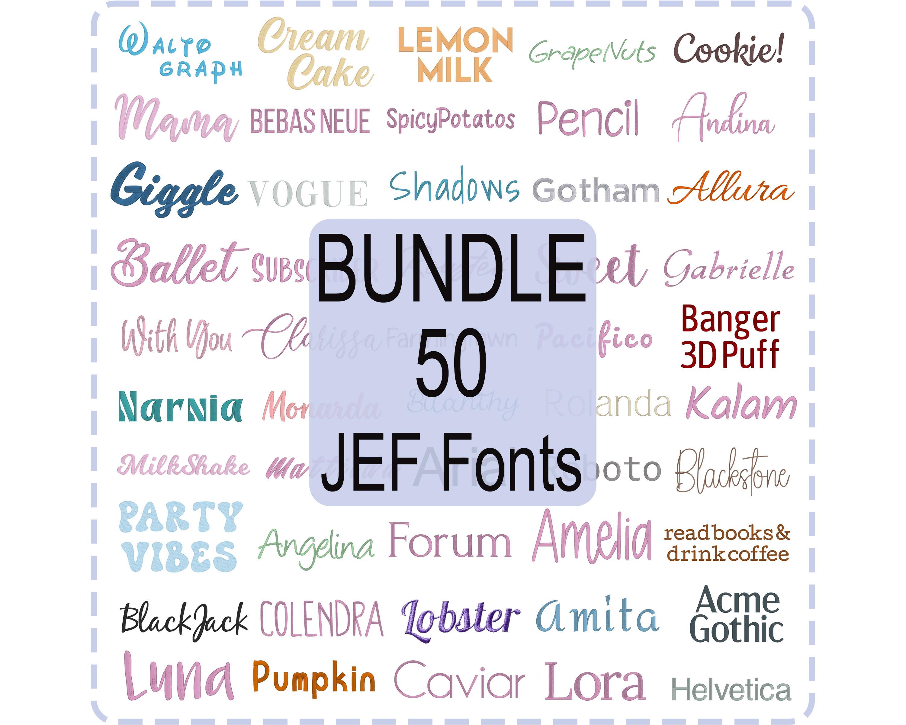 Bundle 50 JEF Format Only Modern Script Handwriting Embroidery Font ...