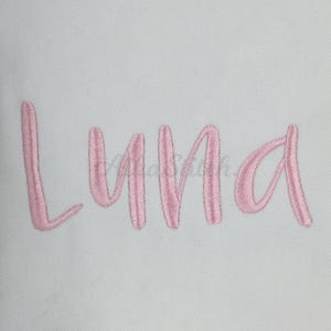 Luna Modern Handwriting Embroidery Font, Satin Stitch BX Alphabet Pes Dst, Vp3, Jef, Exp, Xxx, Hus, Machine Embroidery Digital Font Download