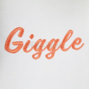 Giggle Modern Sans Cursive Embroidery Font, Satin Stitch BX Alphabet Pes, Dst, Vp3, Jef, Exp, Xxx, Hus, Machine Embroidery Digital Font