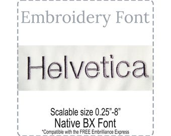 Helvetica Modern Sans Serif Native BX Scalable Embroidery Font, Satin Stitch Alphabet Pes, Dst, Vp3, Jef, Exp, Xxx Hus Digital File Download