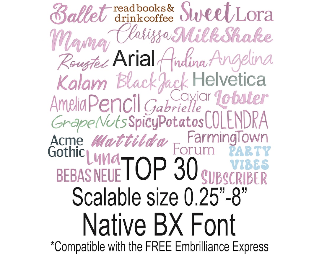 Native Print Font R Top 30 Bundle Fonts Satin Stitch Native Scalable Sizes 0.25 - 8 Inches ...