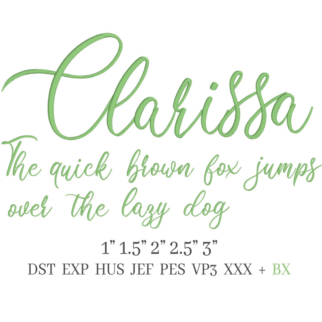 Clarissa Embroidery Font Alphabet Machine Embroidery Design BX Format