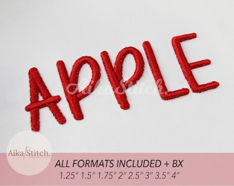 Apple 3D Puff Foam Embroidery Font | Handwritten Calligraphy BX Font | Machine Embroidery Font | BX Included | pes dst exp hus jef vp3 xxx