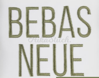 Bebas Neue Modern Sans Serif Native BX Scalable Embroidery Font, Satin Stitch Alphabet Pes, Dst, Vp3, Jef, Exp, Xxx, Hus, Digital File
