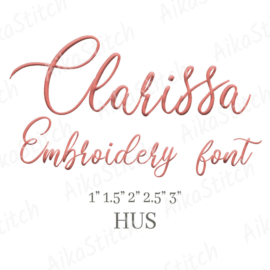 HUS Format Clarissa Embroidery Font Alphabet Machine Etsy