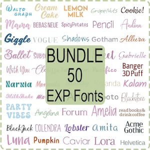 Bundle 50 EXP Format Only Modern Script Handwriting Embroidery Font, Satin Stitch Alphabet Machine Embroidery Digital Font Download