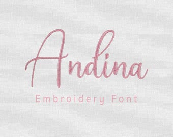 Script Embroidery Font | Elegant Calligraphy Alphabet | Native BX PES DST + 6 Formats | Instant Download | 5 Sizes | Andina