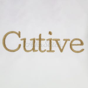 Cutive Modern Serif Vintage Embroidery Font, Satin Stitch BX Alphabet Pes, Dst, Vp3, Jef, Exp, Xxx, Hus, Machine Embroidery Digital Font
