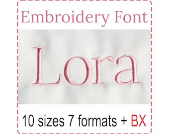 Lora Modern Serif Embroidery Font, Satin Stitch BX Alphabet Pes, Dst, Vp3, Jef, Exp, Xxx, Hus, Machine Embroidery Digital Font Download